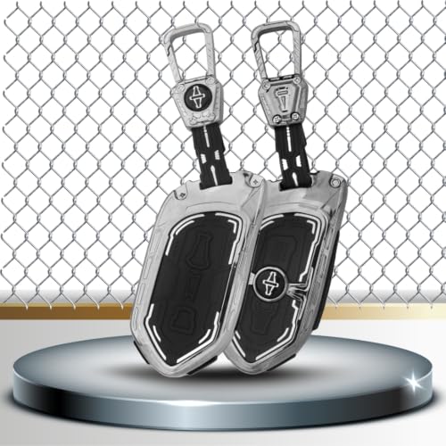 Image of KEYCEPT Metal Armor Key Cover Compatible for Kia Syros, EV6, EV9 Seltos 2026 4 Button smart Key with Keychain . (Metal Armor)