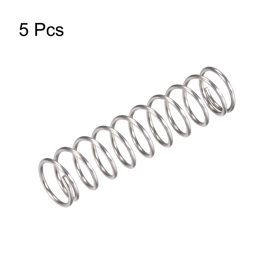 sourcing map 5 Stück Druckfeder 304 Edelstahl Druckfedern Spiralfeder Stahlfeder 18mm Außendurchmesser 1.6mm Drahtdurchmesser 35mm Komprimierte Länge 70mm Länge 66.4N Tragfähigkeit Silber
