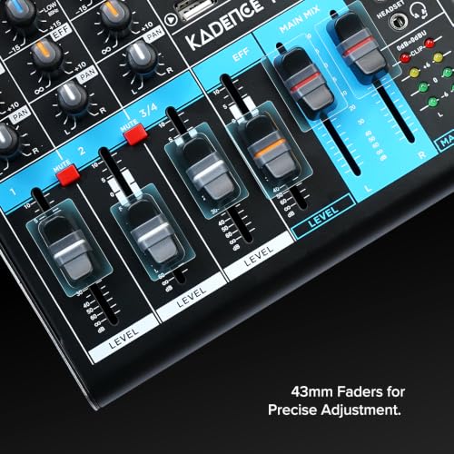 Image of Kadence KOTG-4 4 Channel Audio Mixer with OTG Recording | Podcast, Streaming & Live Sound Mixer | 192kHz /24-Bit USB Audio Interface | USB /BT Playback | 99 DSP Effects with Faders | Black