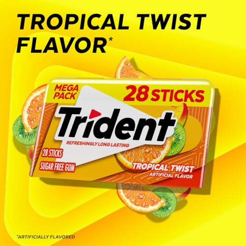 Image of Trident Tropical Twist Sugar-Free Gum, 6 Packs of 28 Pieces (168 Total)