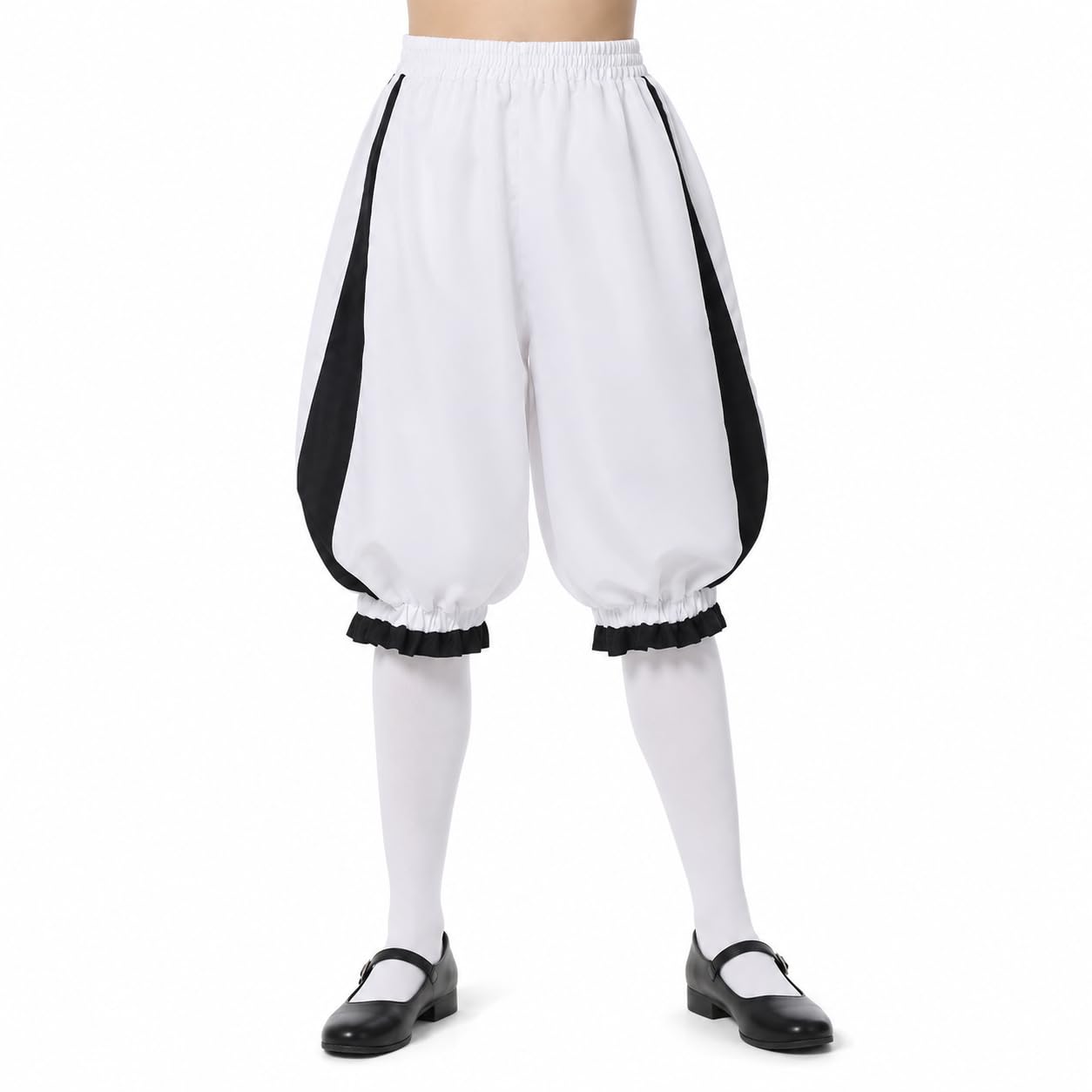 ANDHOM Medieval Striped Bloomers Pantaloons Pumpkin Shorts Ruffled Lantern Pants for Halloween Clown Jester Pirate Renaissance Faire Gothic Cosplay Costume