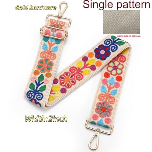 Image of Crochet Flower Purse Strap,Knit Wide Replacement Crossbody for Shoulder Strap Bag Adjustable 2inch Guitar Strap
