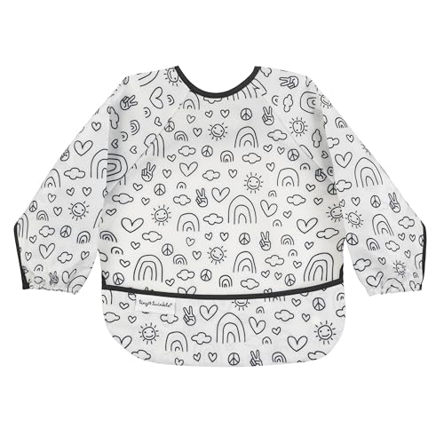 Image of Tiny Twinkle Long Sleeve Bib for Babies & Toddlers | Waterproof Smock Bib for Eating | Machine Washable & Mess-Proof Feeding Essentials | Newborn Shower Gift (Peace, 6–24M)
