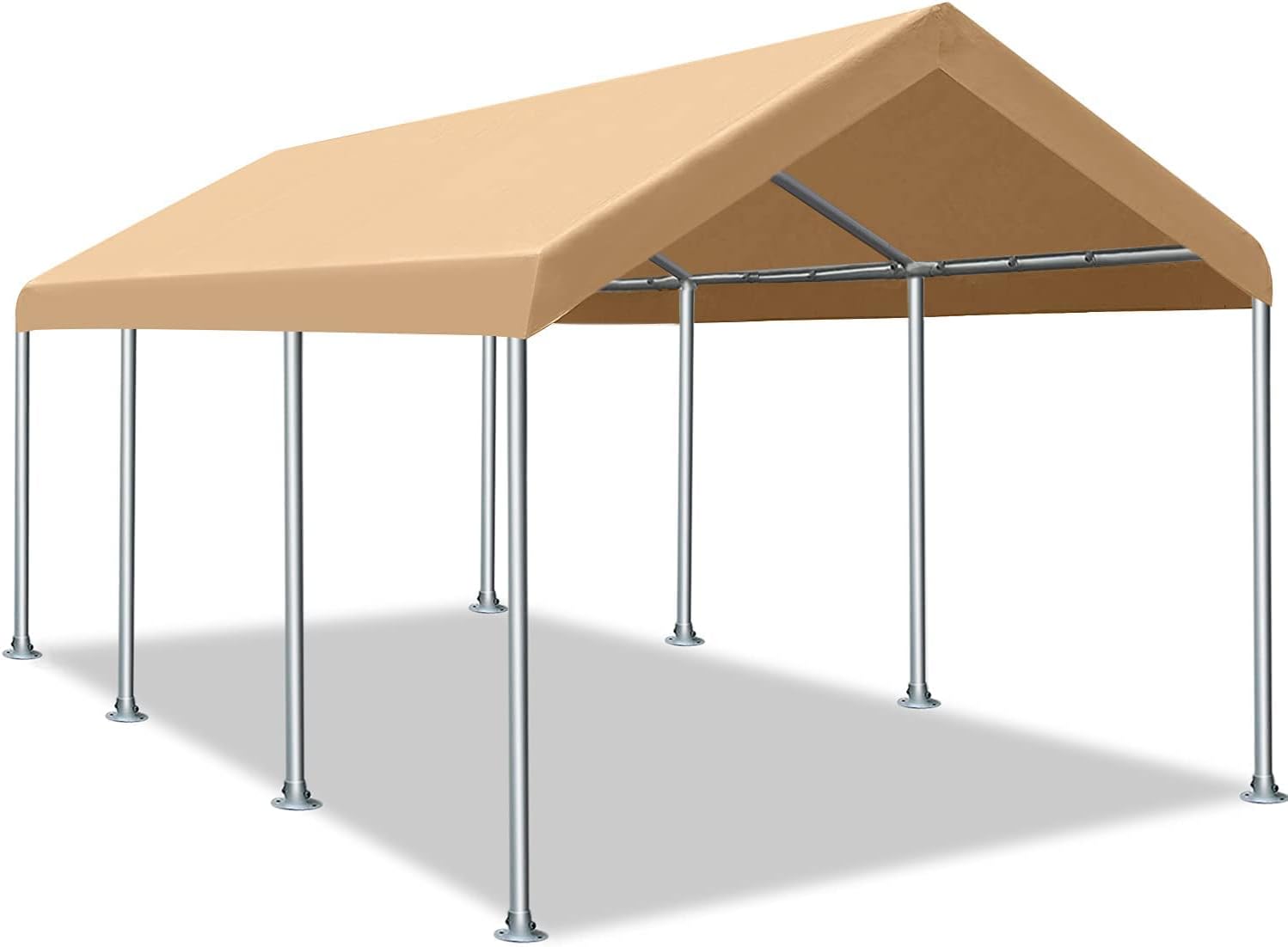 LAUREL CANYON 12x20ft Heavy Duty Carport with 8 Legs, Auto Portable Garage, Boat Shelter Tent & Market Stall Car Canopy for Party & Wedding, Beige