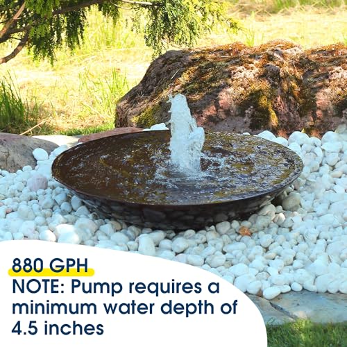 NFESOLAR 880GPH Submersible Pump, 60W Ultra Quiet Submersible Water Pump with Dry Burning Protection 9ft High Lift for Fish Pond, Fountains, Waterfall, Hydroponics, Aquariums KF206