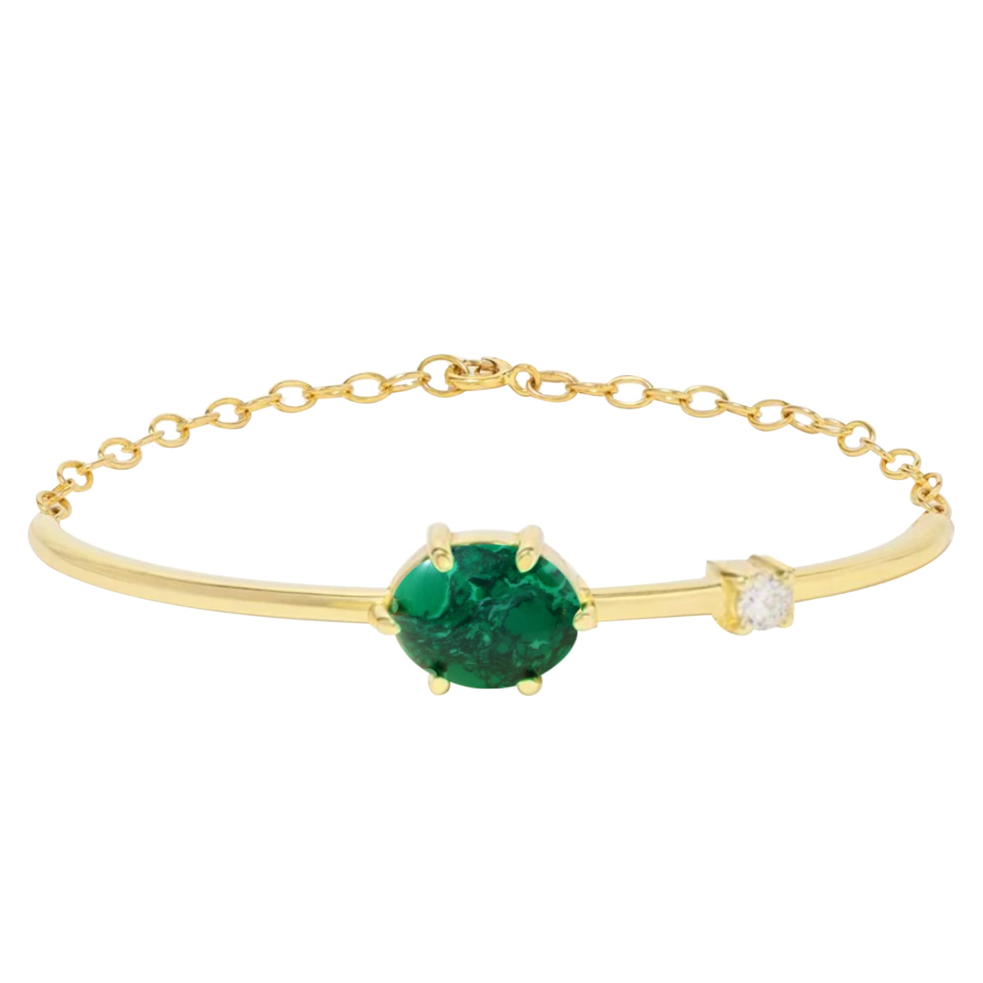MINUTIAE Oval Jade Green Cabachon Dainty Chain Bracelet - Gold | Adjustable and Extendable Loop for Chain | Ideal Gift for Her/Girl/Women (B0B152FCKM) Amazon Price History, Amazon Price Tracker