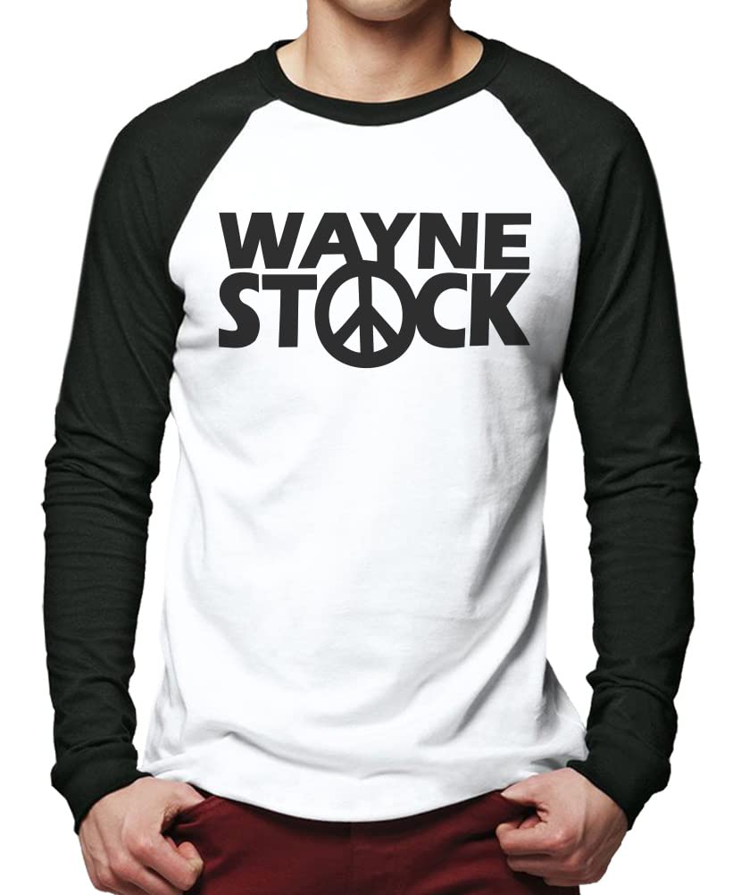 Hotscamp Men's White/Black Waynestock Woodstock Baseball Top - Small