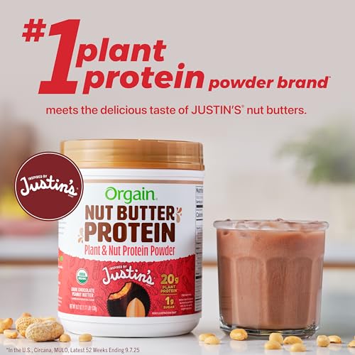 image for Orgain X Justin's ® Organic Vegan Nut Butter Protein Powder, Chocolat