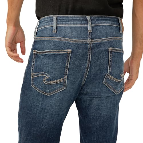 Silver Jeans Co. Men's Grayson Classic Fit Straight Leg Jeans, Dark Wash, 36W x 34L4