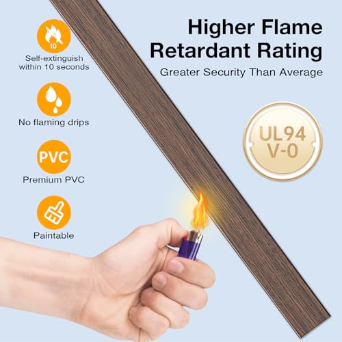 Image of Delamu 157in Cord Hider Wall, TV Cable Hider Cord Covers for Wires on Wall, Large Cable Cover Raceway to Hide 2-4 Cords, Wire Hiders Wire Covers for Cords for TV on Walls, W1.18 H0.6in, Cherrywood