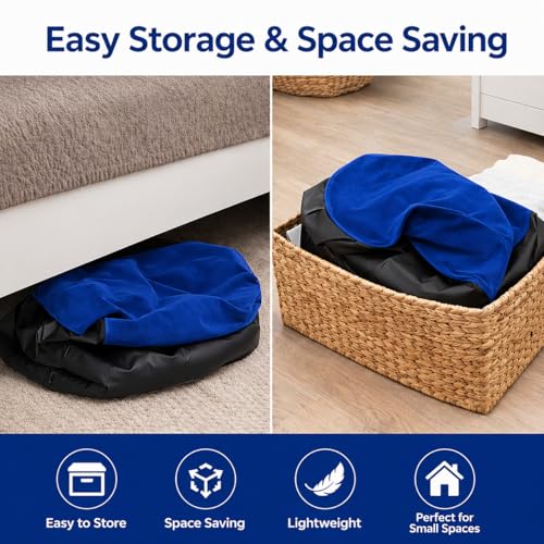Image of Inflatable Lounge Chair for Adults with Ottoman, Foldable Air Sofa Couch, Portable Blow Up Chair for Living Room Bedroom, Comfortable Indoor Seating, 150 kg Capacity (Blue)