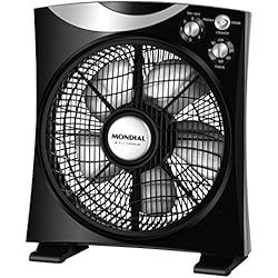 Mondial - Ventilador de suelo con 5 aspas (CA04), Potencia: 40 W, Gran caudal de aire, Dispone de temporizador, Funcionamiento de hasta 12.000 horas seguidas, Incluye interruptor: ON/OFF, Color: Negro