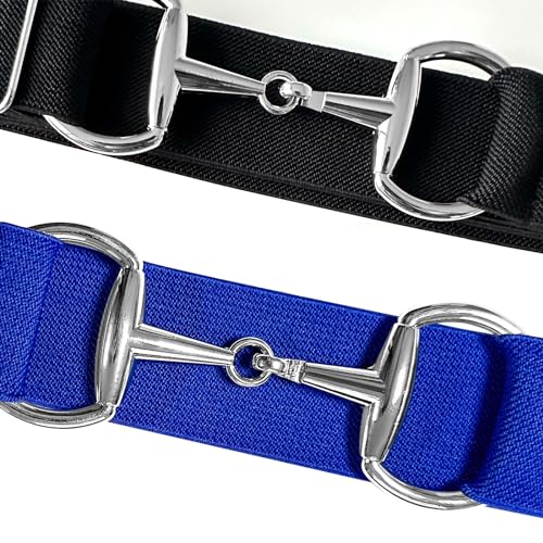 Image of Huaerle 1.5 inch Elastic Equestrian Belt with Bit Buckle and Leather Key Strap