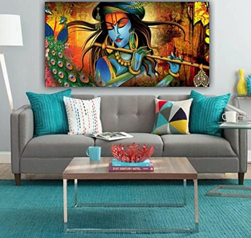 The Seven Colours Krishna Painting with Frame for Living Room Wall ...