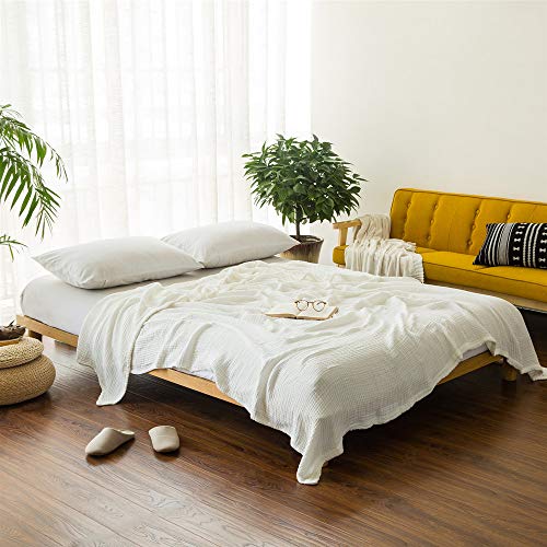 EMME 100% Cotton Muslin Blankets for Adults 6-Layer Breathable Muslin Throw Blanket Pre-Washed