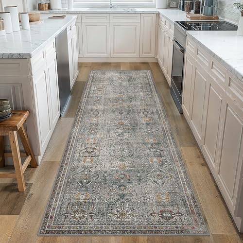 GENIMO 2x10 Non Slip Hallway Runner Rug, Machine Washable, Thin & Low Pile Lightweight for Kitchen, Laundry, Entryway, Bedroom & Living Room