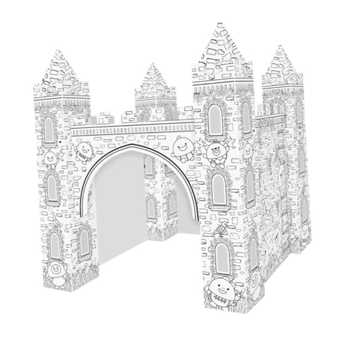 Puzzle 3D château à colorier papier blanc lignes instructives loisirs manuels