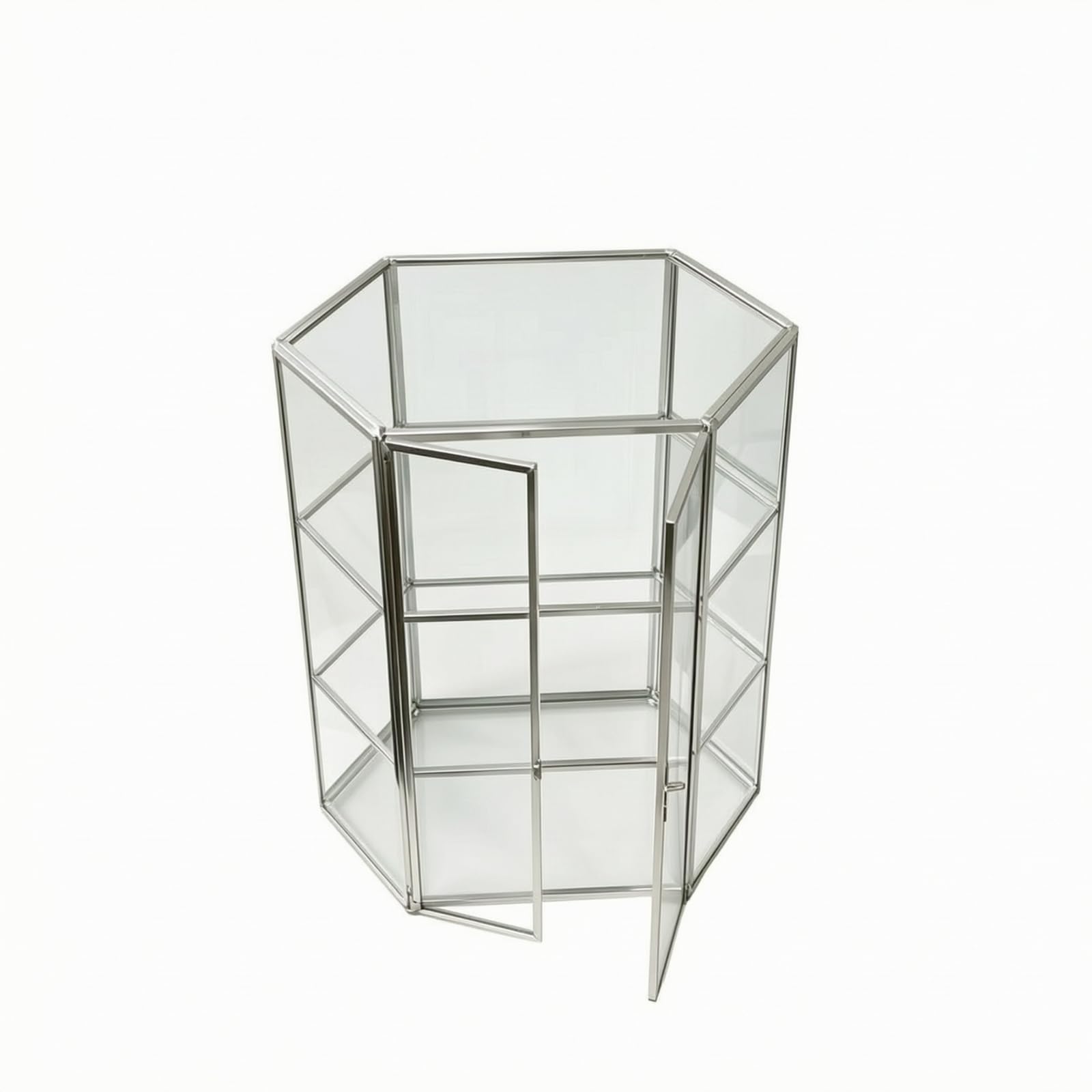 Colcolo Maquillaje Multiusos Organizador Hexagonal Vidrio y Metal Compacto para Baño, Plateado