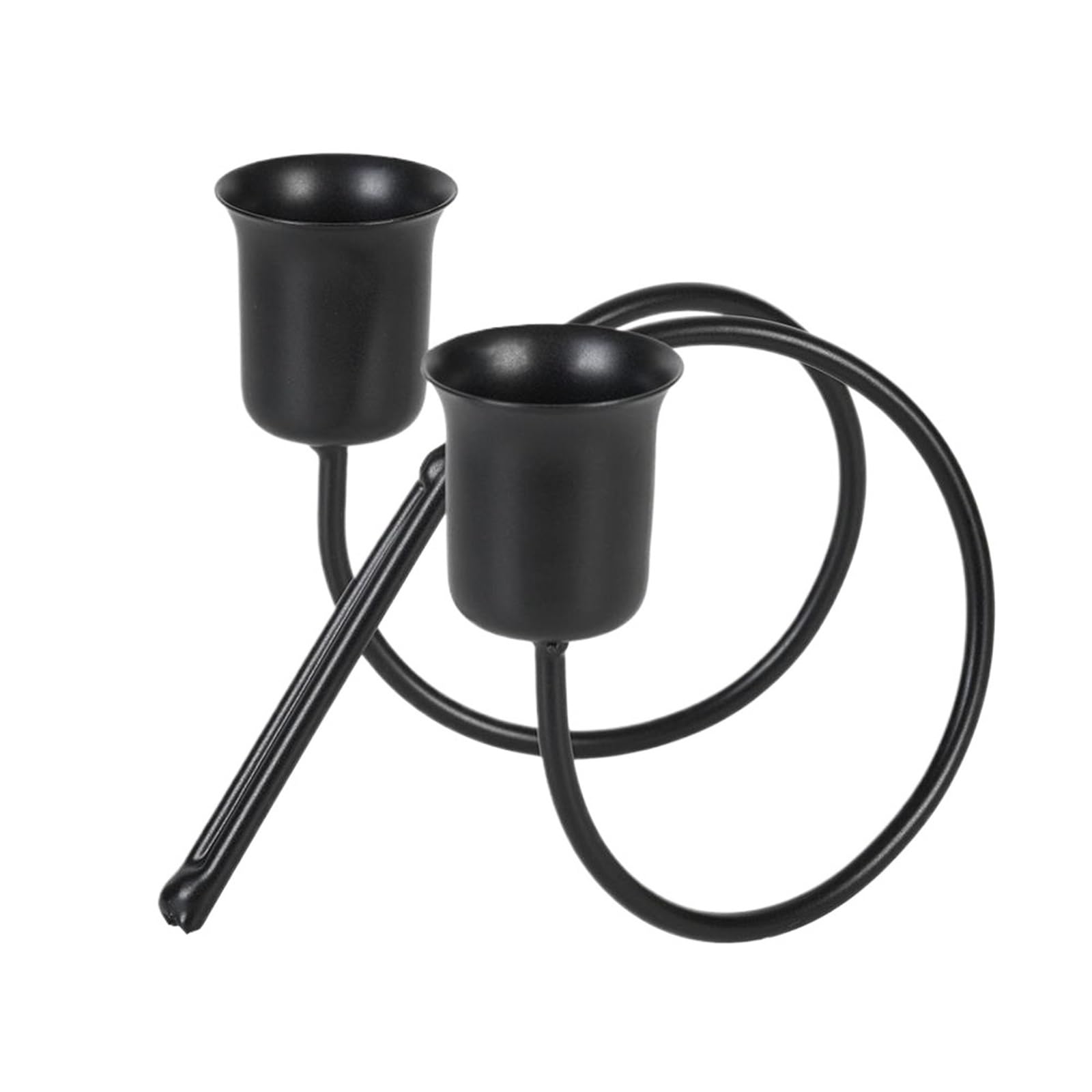 Candle Stand Metal Candlestick Home Wedding Decor Desktop Adornment Holder Creative Indoor Ornaments(Black-02)