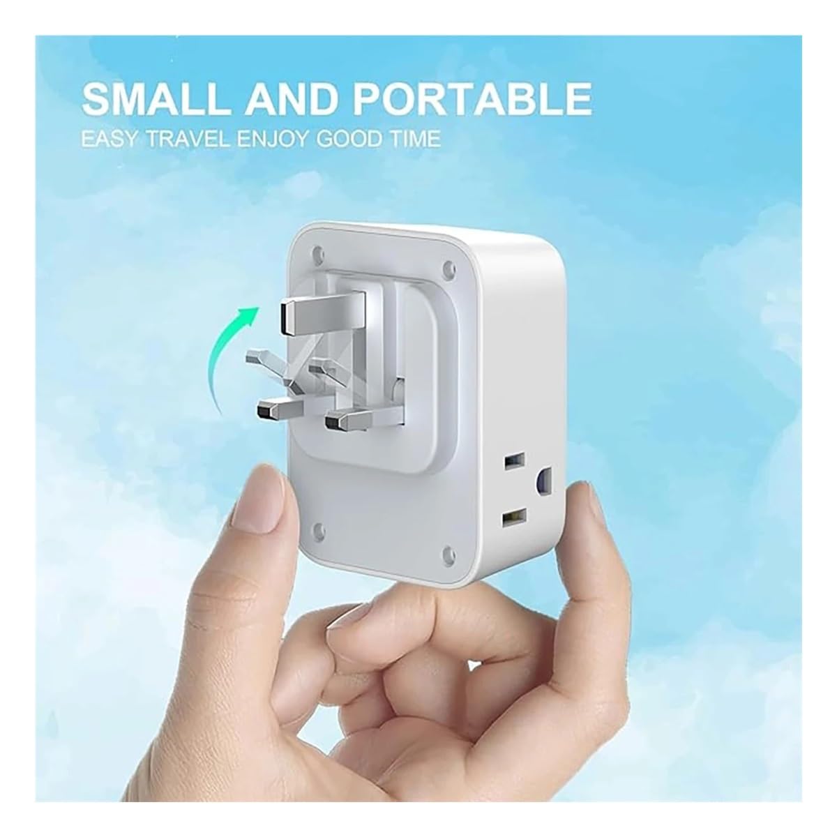 Adaptador de Viaje Plegable para Reino Unido 8 en 1 con USB-C