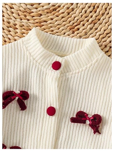 Image of WDIRARA Toddler Girl's 2 Piece Outfits 3D Flower Button Down Cardigan and Pleated Aline Skirts Set