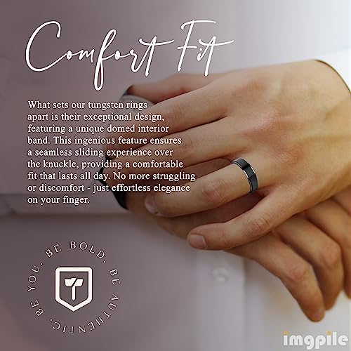 Thorsten - Orion Flat Black Tungsten Ring with Brushed Raised Center & Polished Edges3