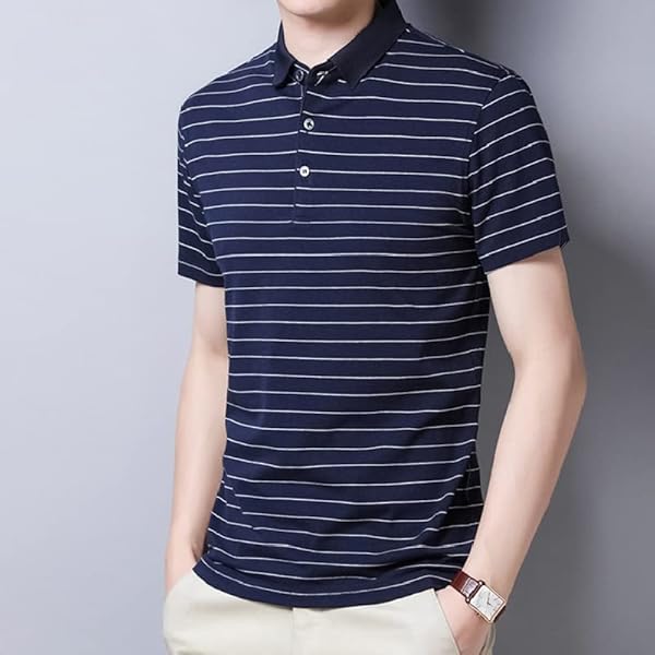 YFQHDD Maglietta da Uomo in Cotone Manica Corta Estate Estate Top Casual Maschio Tshirt a Strisce Maglietta a Strisce (Color : A, Size : XL Code)