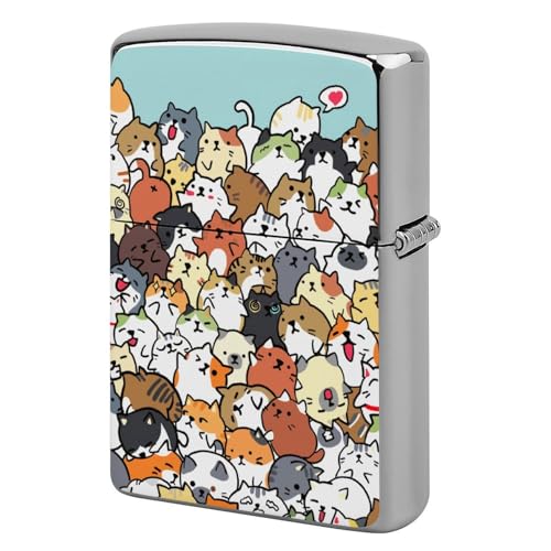ライターケース ZIPPO/ジッポー兼用ケース 猫柄 かわいい 面白い ネコ ジッポライターカバー 互換性のある 軽量 おしゃれ 両面プリント メンズ レディース 贈り物