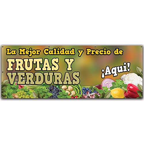 Frutas Y Verduras La Mejor Calidad Y Precio | 36" X 96" Banner | Heavy Duty 13oz. Outdoor Vinyl Single Sided with Grommets | Made in The USA -  SIGNMISSION, B-96-30069