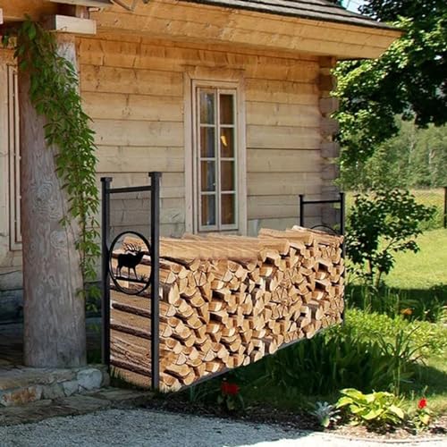 Support d'empilage de bûches XXL en fer forgé stable pour stocker le bois au sec