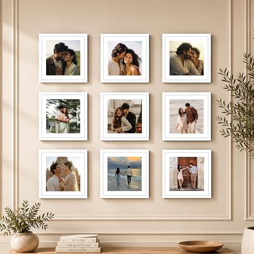 Image of Art Street Premium Photo Frame for living room, Classic Aesthetic Design Photo Frames for Photograph, Art Work, Kids Room Set of 9 (12x12 Inch, White)