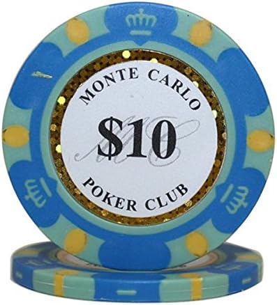 50pcs Monte Carlo Poker Club 3-Tone Clay Composite 14 Gram Heavy Poker Chips by MRC