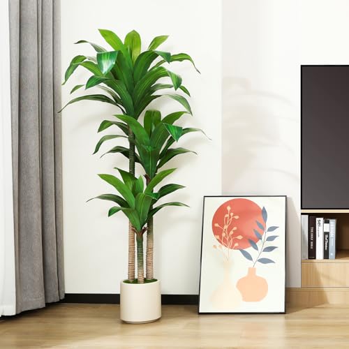 Künstlicher Drachenbaum 150cm Artificial Kunstpflanzen groß, Plastik Künstliche Pflanzen,Tropische Dracaena Fragans Pflanze mit Töpfen für Wohnzimmer Büro Garten Dekoration(1Pack) – Bild 3