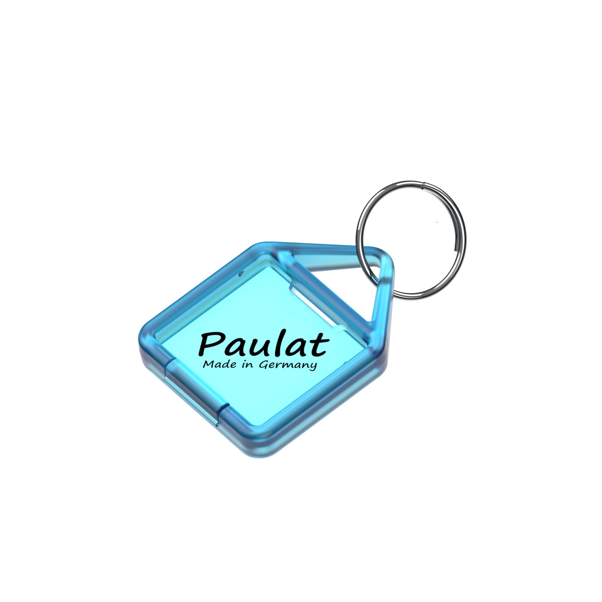Paulat Schlüsselanhänger Nr. 14 (klein) aufklappbar, 20 oder 50 Stück, aus Kunststoff mit Ring, beidseitig lesbar & beschriftbar, in 8 Farben wählbar (50 Stück, transparent-blau (22))