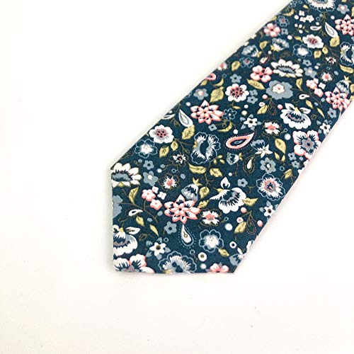 Image of Mantieqingway Men's Cotton Floral Neck Tie 2.56'' Printed Skinny Tie