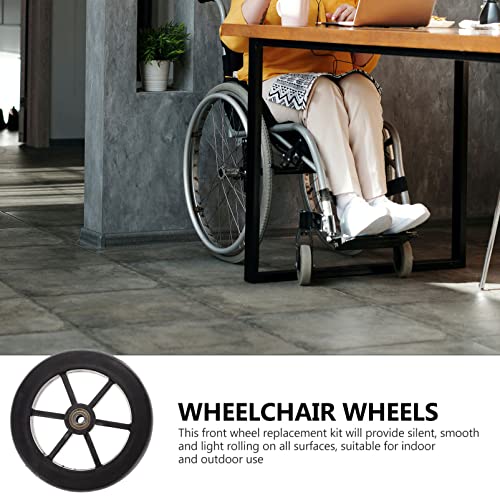 Substituição das rodas dianteiras para cadeira de rodas: peças universais ajuste 18 cm 4 peças preto