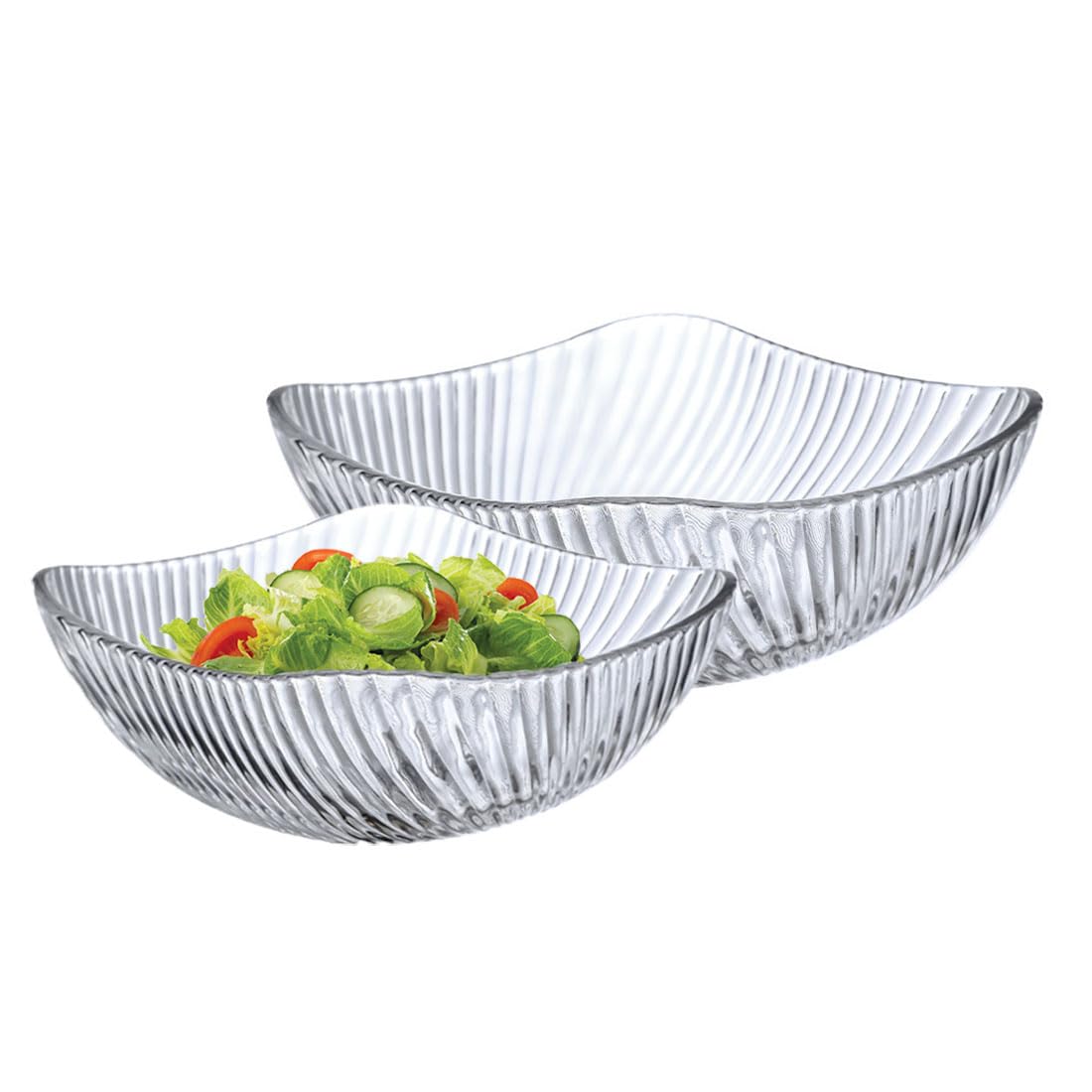 Juego de 2 cuencos de vidrio para mezclar, cuencos transparentes para servir ensaladas, ideales para preparar y hornear, cuencos de postre de vidrio apilables para cocina