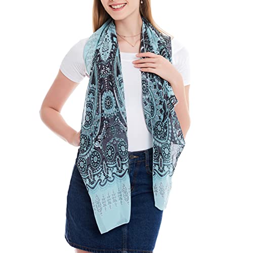 Cachecol feminino de xale Pretyzooom longo macio estampado cachecol multiuso verão estola pescoço ca