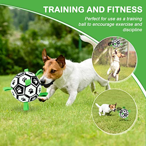 Dog Toys Soccer Ball with Straps, 6\'\' World Cup Interactive Dogs Toys for Tug of War, Yard Game, Water Toy, Herding Ball for Dogs Small & Medium, Puppy Birthday Gifts Outdoor Jolly Ball Boredom Buster - Thumbnail 3