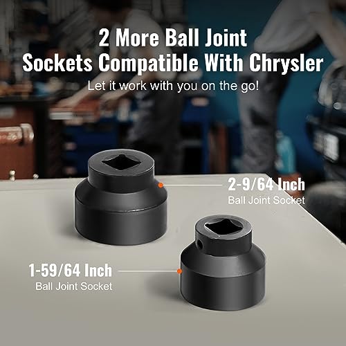 Image of VEVOR Ball Joint Press Kit, 23 pcsTool Kit, C-Press Ball Joint Removal and Install Tools, for Most 2WD and 4WD Cars, Including 2-9 /64 Inch,1-59 /64 Inch Ball Joint Sockets Compatible with Chrysle
