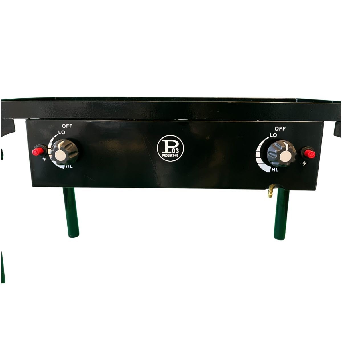 Project - Réchaud à Gaz 2 Feux 9KW 4 Pieds Bruleurs en Fonte Modulable en 3 Hauteurs - Cuisine Extérieure 74.5 x 40 x H80 cm Allumage Piezo POWERTOP 2