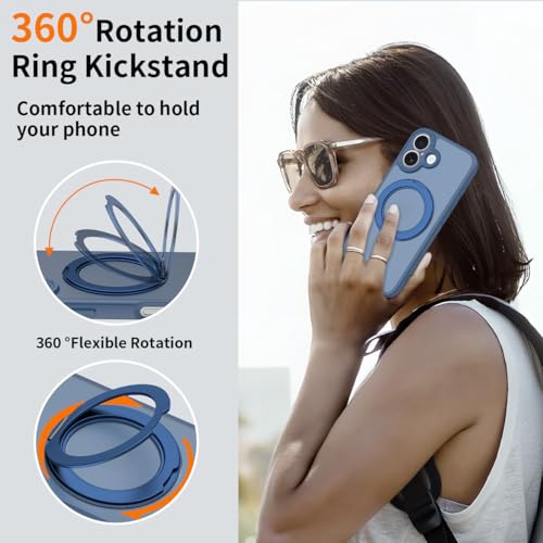 Image of Magnetic Case for iPhone 17 with Magnetic Ring Stand, [Compatible with Magsafe] [Military Grade Drop Protection] Shockproof Phone Cover for iPhone 17 Full Camera Protection 6.3 inch Blue