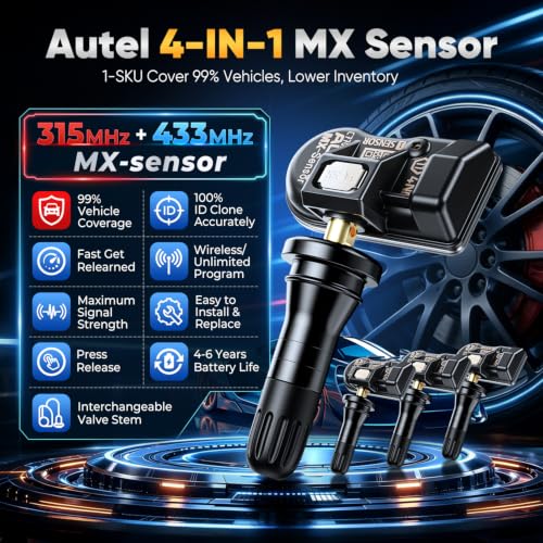 Autel TPMS Sensor Set of 4, MX-Sensor 2in 1 315MHz+433MHz Press-in Sensors - Image 3