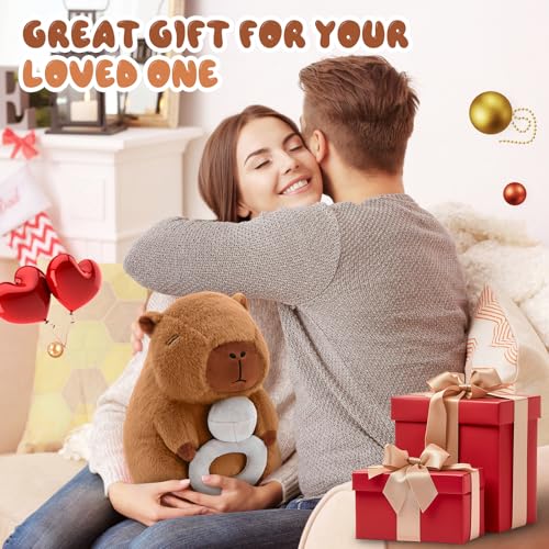 Image of Valentines Stuffed Animal - Cute Capybara Plush with Diamond - 13-inch Kawaii Capybara Stuffed Animal Pillow Soft Stuffed Plushies Toy for Romantic Sweet Gifts for Her