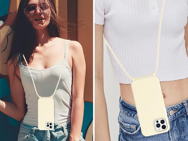 Miniatura 6 de ZTOFERA Funda para iPhone 12 Pro Max con correa, funda cruzada para teléfono con cordón ajustable para el cuello para el hombro, silicona suave a