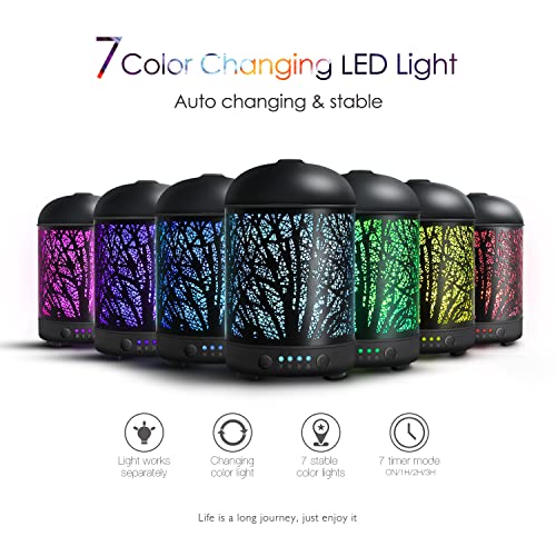Salking-Diffuseur-Huiles-Essentielles-100ml-Humidificateur-dair-Ultrasonique-Brume-Fraiche-Arome-Parfum-Electrique-avec-7-Couleurs-Changeantes-Arret-Automatique-pour-ChambreSalonSpaYogaMassage