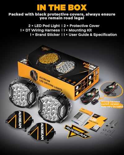 Image of Auxbeam V-Ultra Series 7 inch Round LED Off-Road Lights with Amber DRL 2-Pack | 3 Lighting Modes, 270 Side Shooter, Far & Wide Vision, 226W 26800LM, Light Covers, Driving Spotlight, for Jeep Ram Bronco