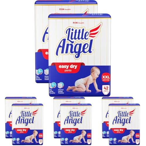 Image of Little Angel Easy Dry Pull-Up Babies Diaper Pants With 12 Hrs Absorption Size, 84 Count, Above 15 Kgs - XXL (42 Count, Pack of 8)
