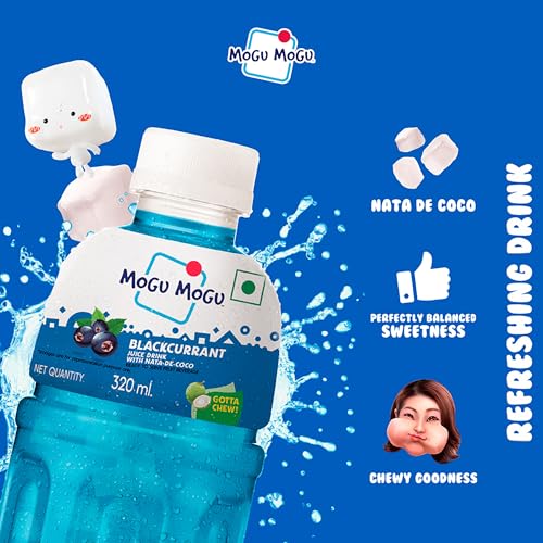 Image of Mogu Mogu Blackcurrant Juice with Nata de Coco Jelly 320ml | Refreshing Tropical Thai-Made Sip & Chew Beverage