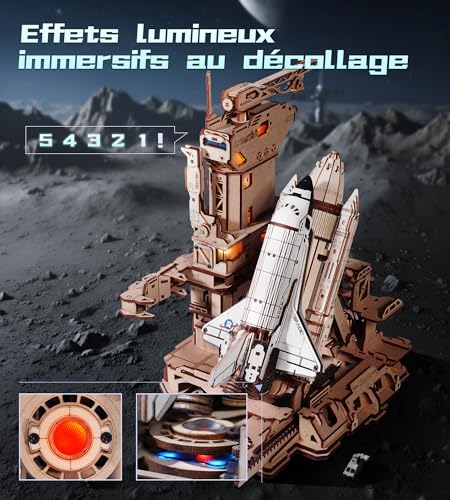 ROKR Puzzle 3D Maquette en Bois Navette Spatiale à Construire Adulte Idée Cadeau Unique pour Homme(Space Shuttle LKA02) – vue 4